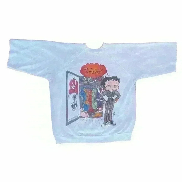 Vintage White FREEZE 1994 Betty Boop Crewneck All Over Print Sweatshirt Size XL - Picture 6 of 9